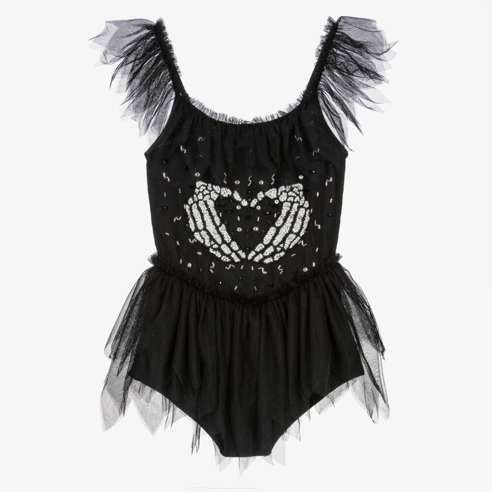 Tutu du Monde-Black & White Skeleton Heart Tulle Costume | Childrensalon Outlet