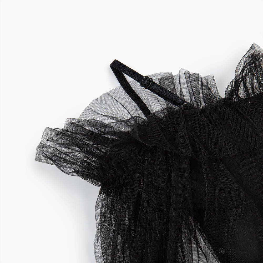 Tutu du Monde-Black & White Tulle Heart Sequin Feather Strappy Dress | Childrensalon Outlet