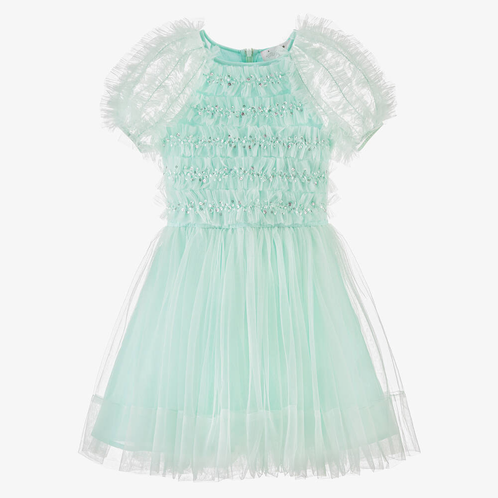 Tutu du Monde-Girls Aqua Blue Tulle & Sequin Dress | Childrensalon Outlet