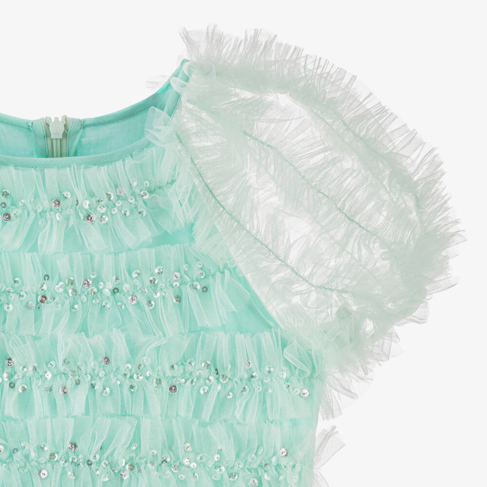 Tutu du Monde-Girls Aqua Blue Tulle & Sequin Dress | Childrensalon Outlet