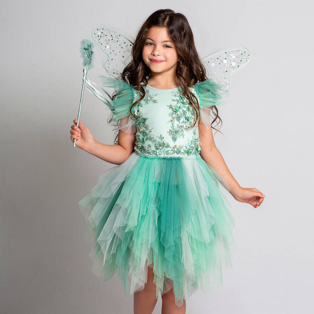 Tutu du Monde-Girls Aqua Green Flower Fairy Tutu Dress | Childrensalon Outlet
