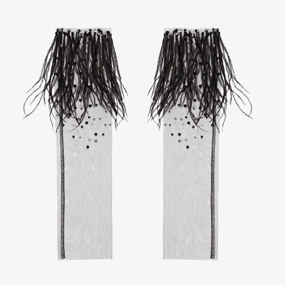 Tutu du Monde-Girls Black Feather & Sequin Leg Warmers | Childrensalon Outlet