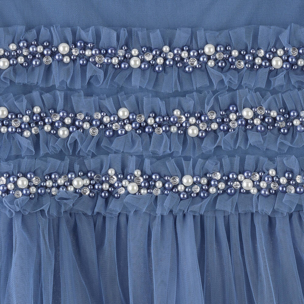 Tutu du Monde-Girls Blue Beaded Tulle Dress | Childrensalon Outlet