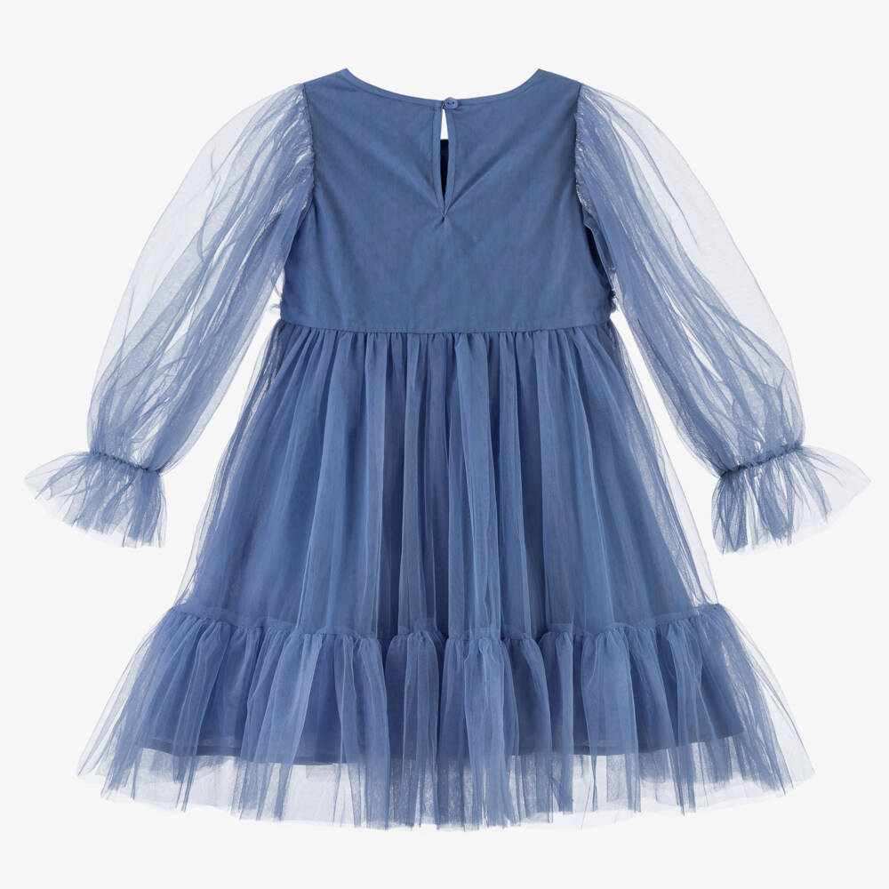 Tutu du Monde-Girls Blue Beaded Tulle Dress | Childrensalon Outlet