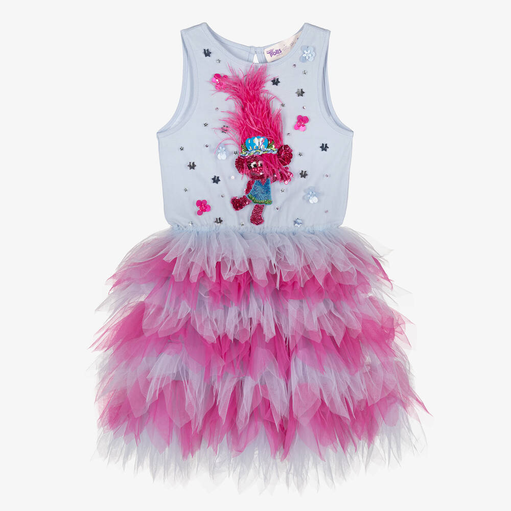 Tutu du Monde - Girls Blue Cotton Trolls Dress | Childrensalon