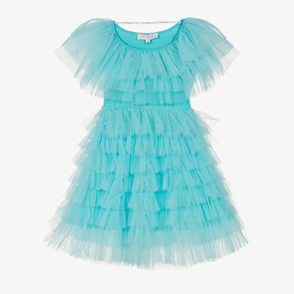 Tutu du Monde - Girls Blue Ruffle Tulle Dress  | Childrensalon
