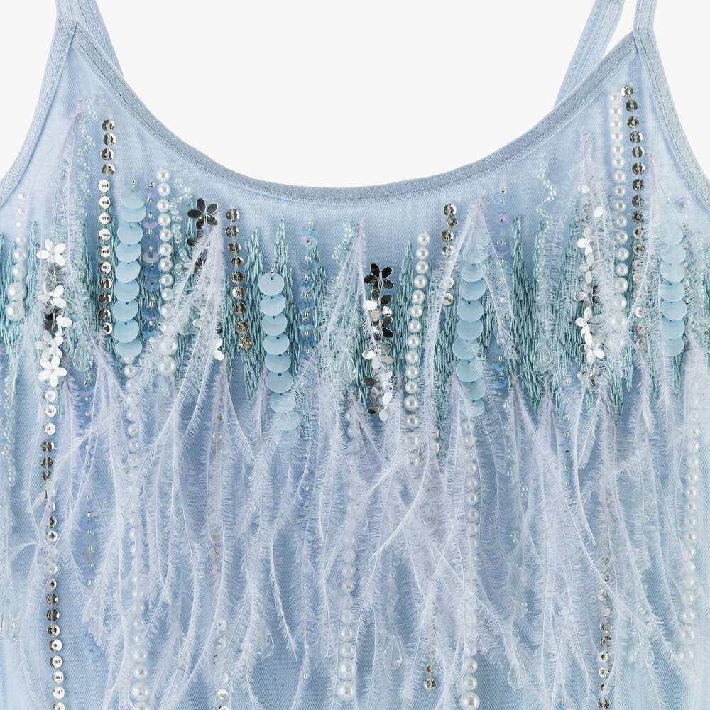 Tutu du Monde-Girls Blue Sequin, Feather & Tulle Dress | Childrensalon Outlet