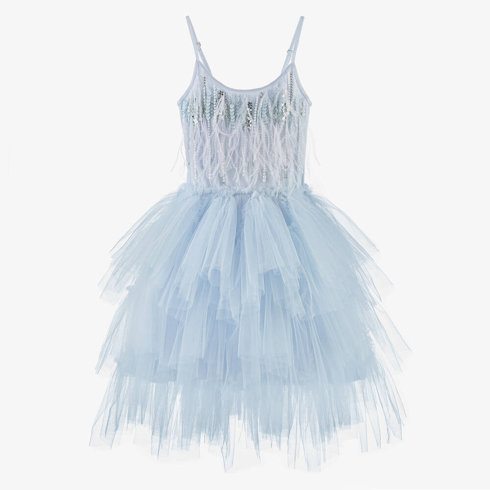 Tutu du Monde-Girls Blue Sequin, Feather & Tulle Dress | Childrensalon Outlet