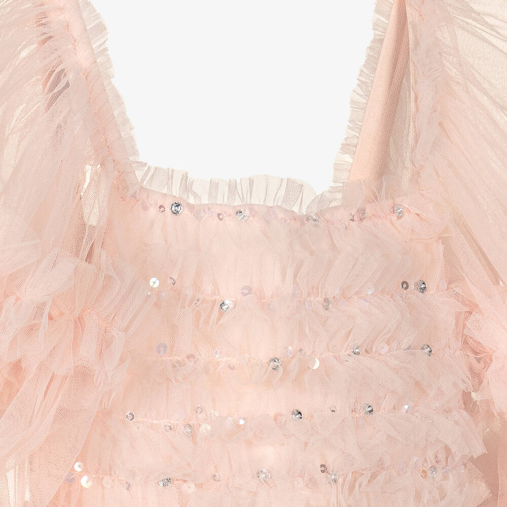 Tutu du Monde-Платье из рюшевого тюля для девочек в нежно-розовом цвете | Childrensalon Outlet