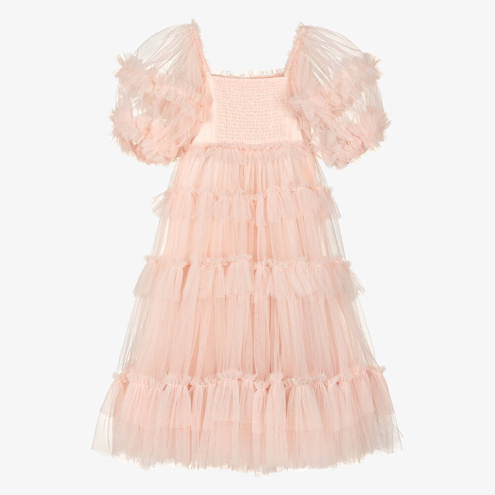 Tutu du Monde-Платье из рюшевого тюля для девочек в нежно-розовом цвете | Childrensalon Outlet