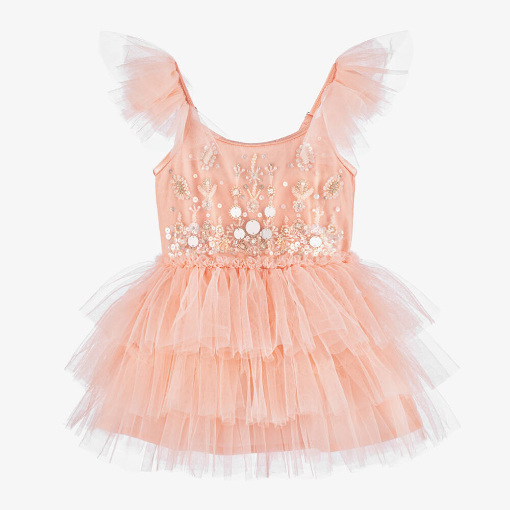Tutu du Monde-Girls Coral Embellished Tulle Dress | Childrensalon Outlet