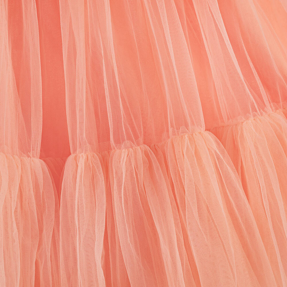 Tutu du Monde - Girls Coral Pink Tulle Bow Dress