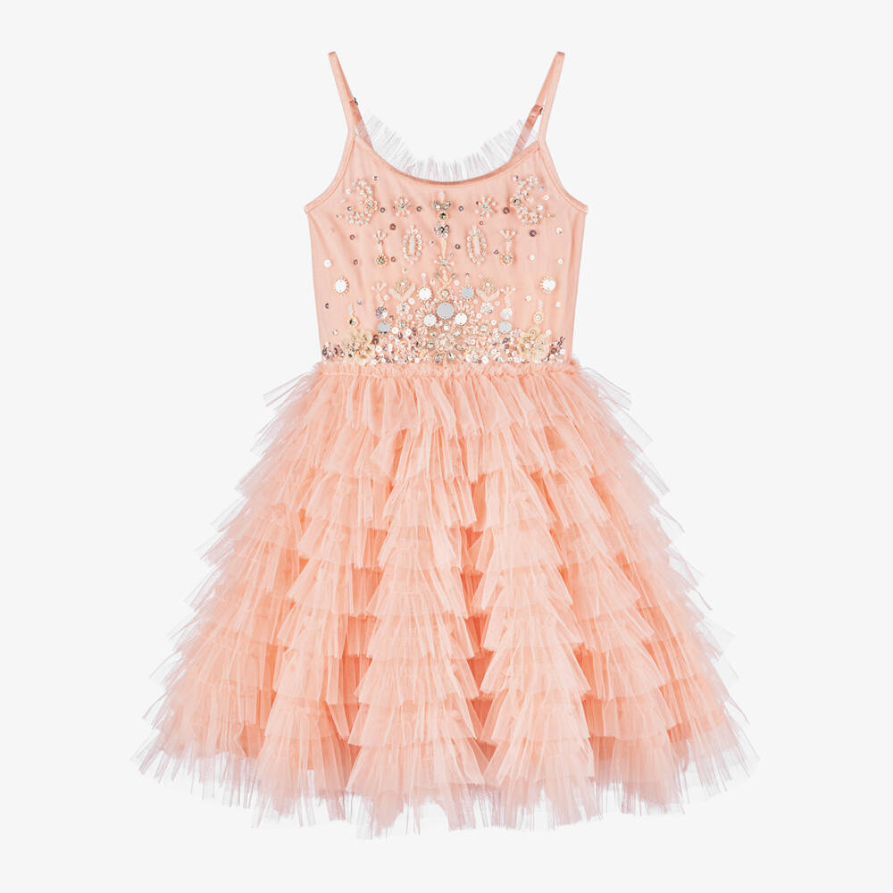 Tutu du Monde-Girls Coral Tulle Beaded Dress | Childrensalon Outlet