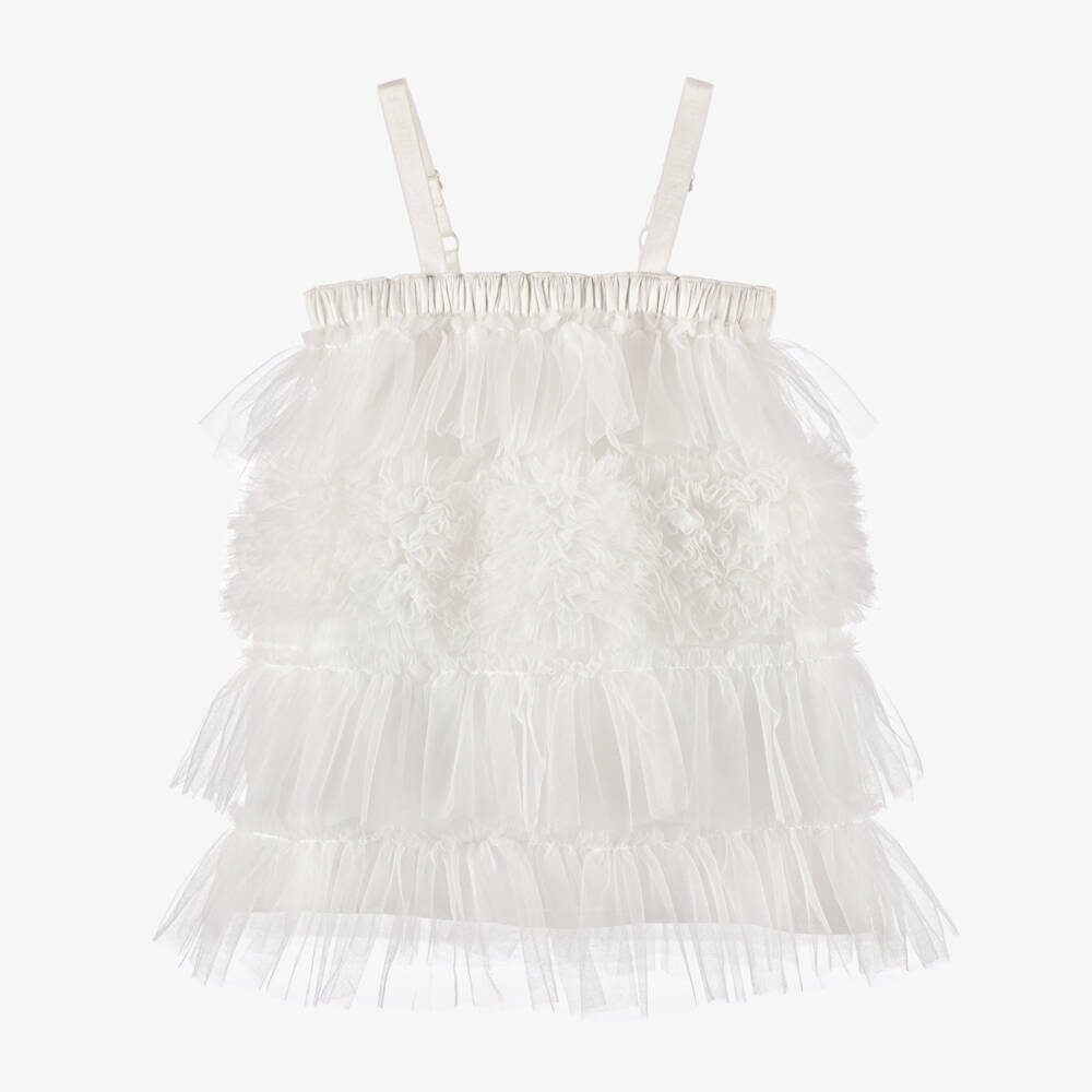 Tutu du Monde-Girls Cream Tulle Ruffle Dress | Childrensalon Outlet