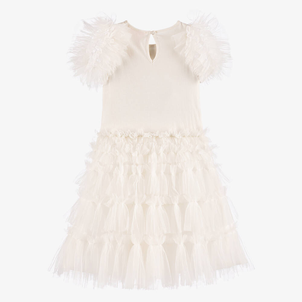 Tutu du Monde-Girls Elegant Ivory Beaded Tulle Dress | Childrensalon Outlet