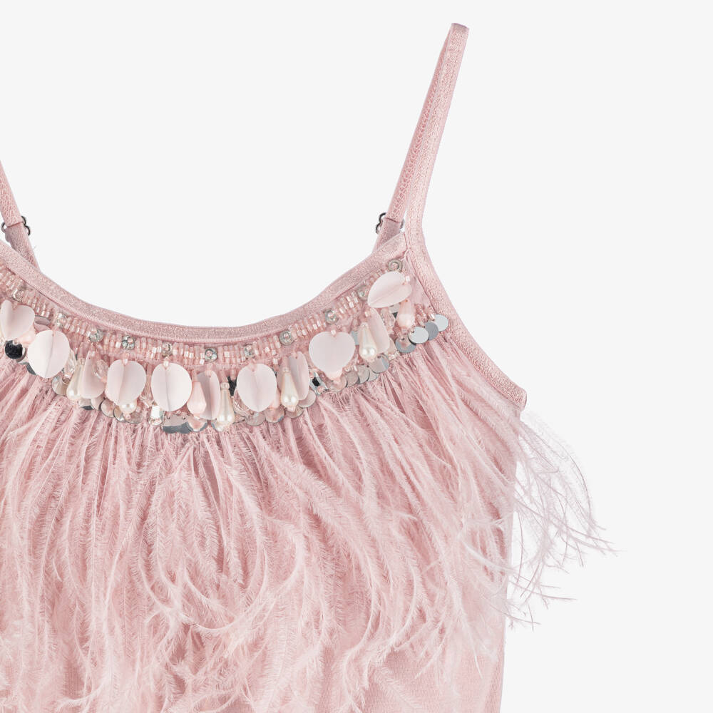 Tutu du Monde-Girls Feathered Pink Tulle Gown | Childrensalon Outlet