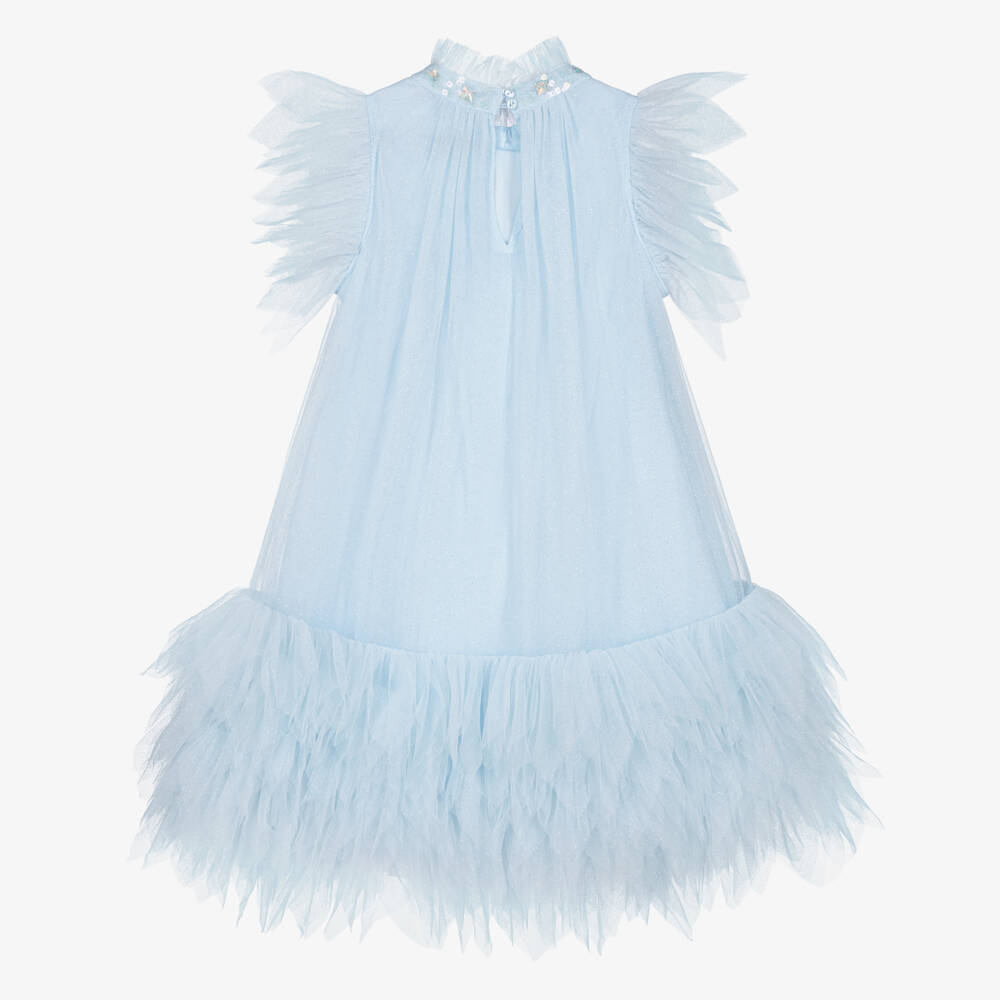 Tutu du Monde-Girls Glittery Pale Blue Tulle Dress | Childrensalon Outlet
