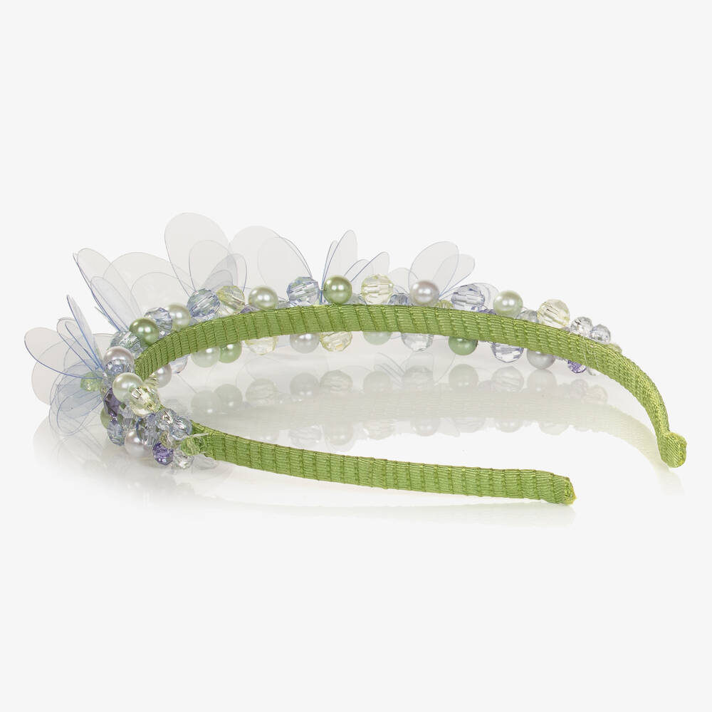 Tutu du Monde-Зеленый ободок с цветами и бусинами | Childrensalon Outlet