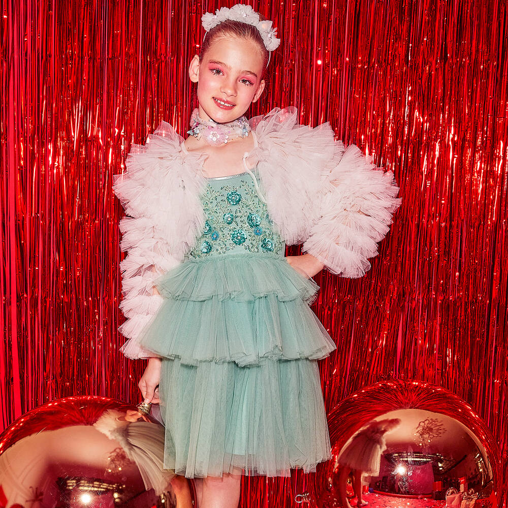 Tutu du Monde-Зеленое платье из тюля с бисером | Childrensalon Outlet