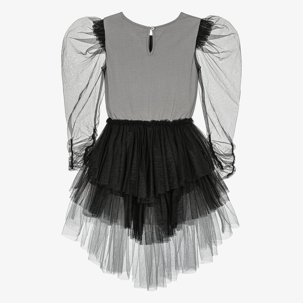 Tutu du Monde-Girls Grey & Black Tulle 'Wednesday' Dress | Childrensalon Outlet