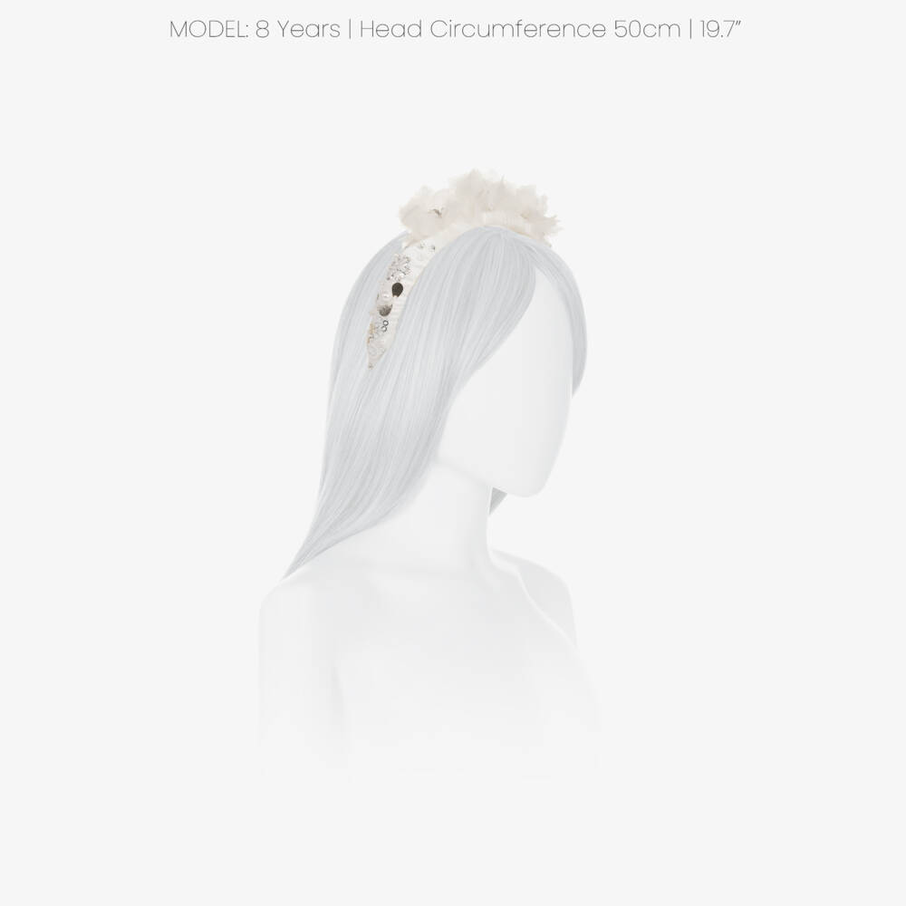 Tutu du Monde-Girls Ivory Beaded Hairband with Flower Appliqués | Childrensalon Outlet