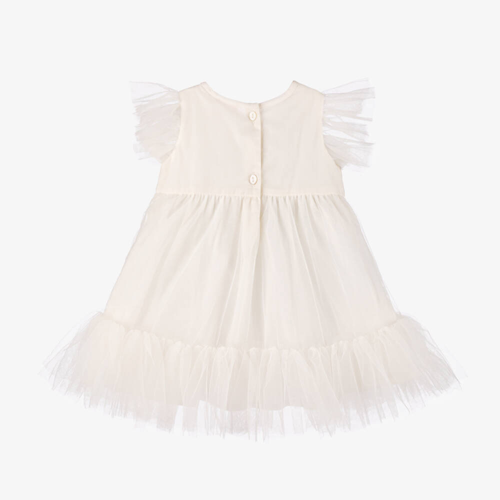 Tutu du Monde-Girls Ivory Tulle Bow Dress | Childrensalon Outlet