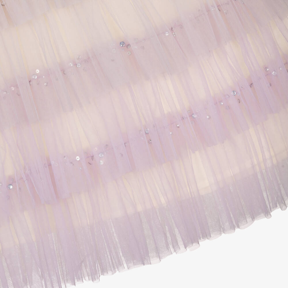 Tutu du Monde-Girls Ivory Tulle Dress with Lavender Trims | Childrensalon Outlet