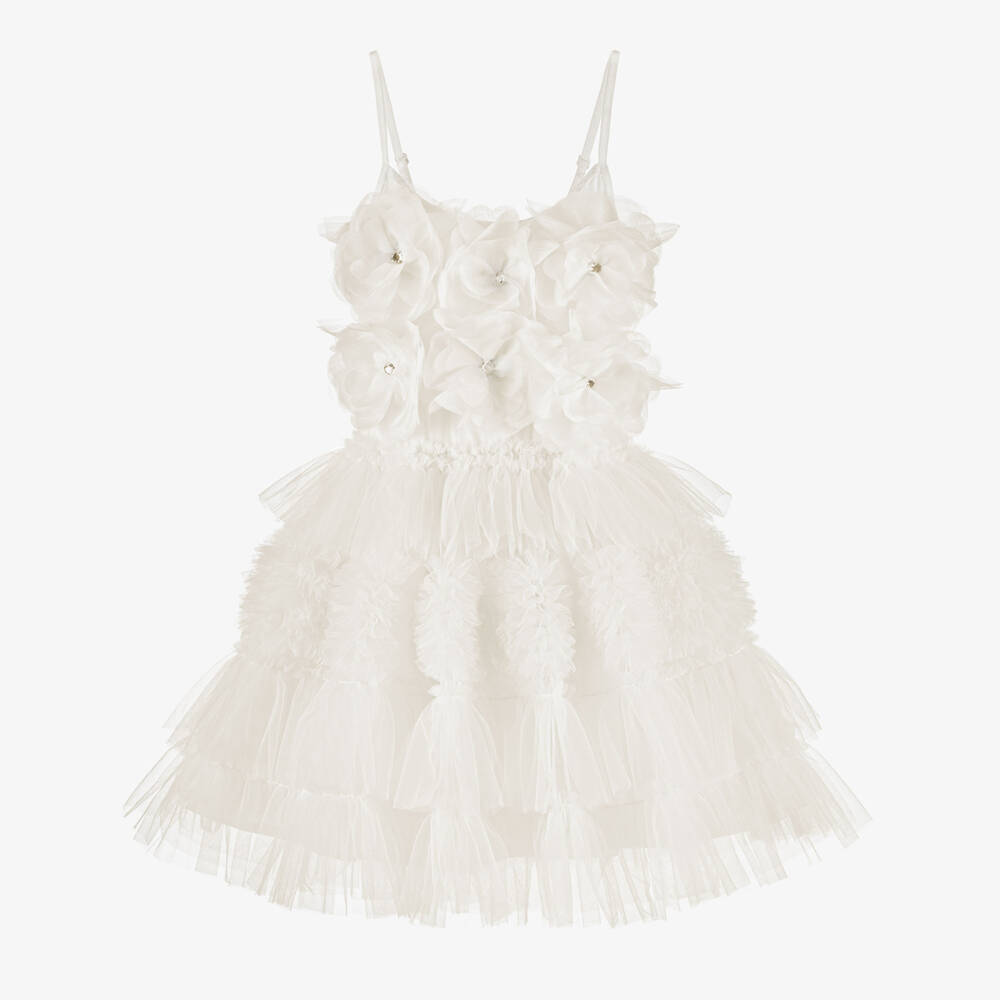Tutu du Monde-Girls Ivory Tulle Floral Gown | Childrensalon Outlet
