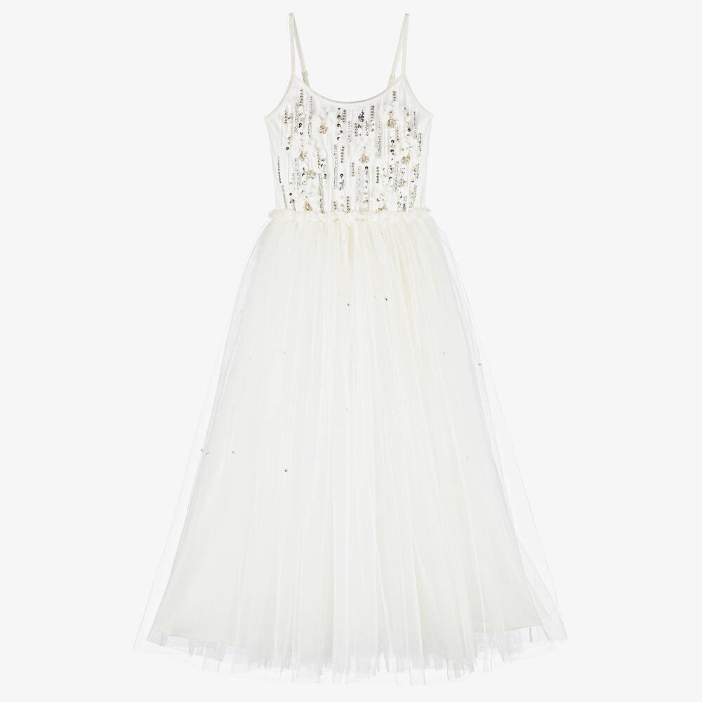 Tutu du Monde - Girls Ivory Tulle Sequin Dress  | Childrensalon