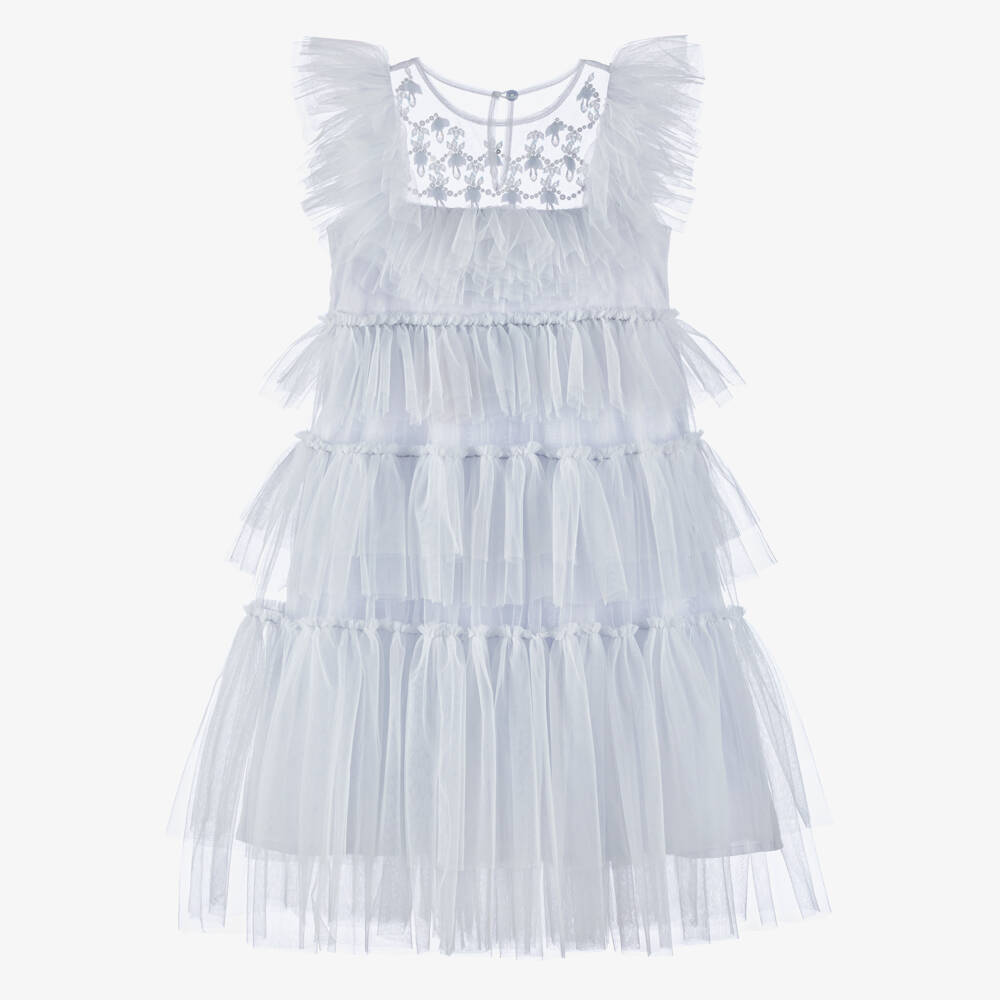 Tutu du Monde-Girls Lavender Blue Tiered Tulle Dress | Childrensalon Outlet