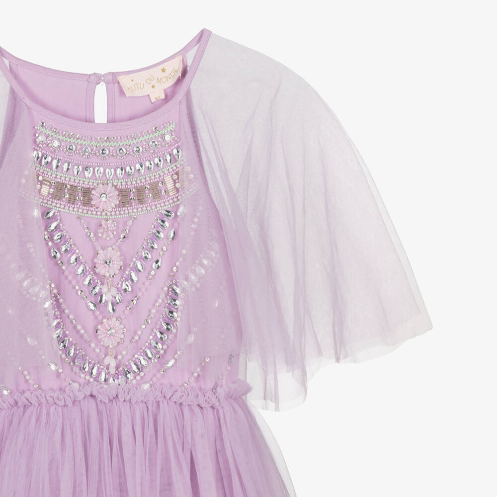 Tutu du Monde-Girls Lavender Purple Tulle Jewelled Maxi Dress | Childrensalon Outlet