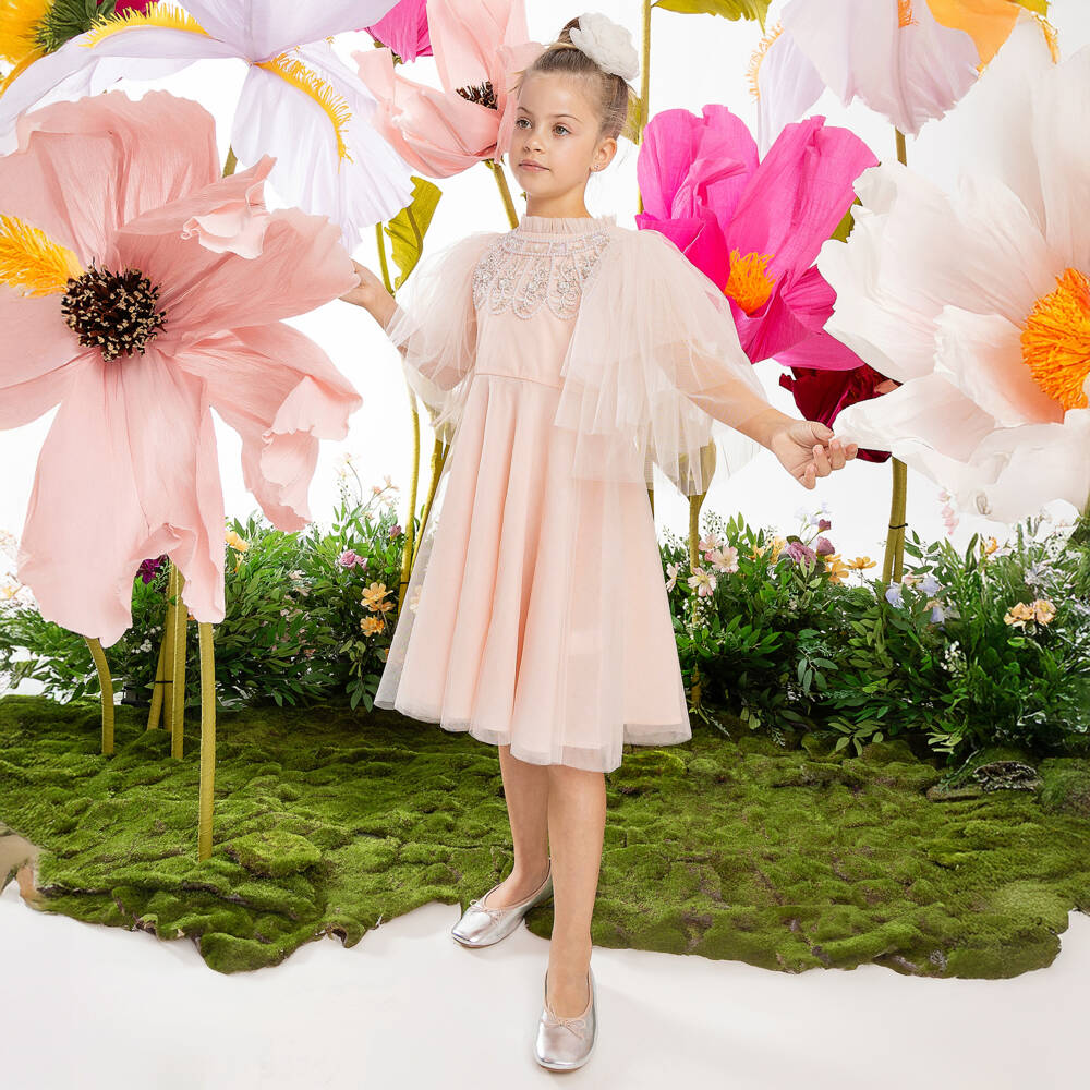 Tutu du Monde-Girls Light Pink Beaded Bodice Tulle Dress | Childrensalon Outlet