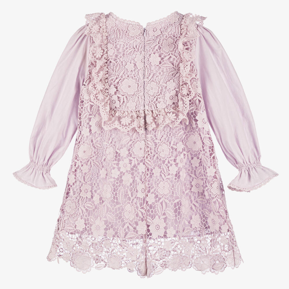 Tutu du Monde-Girls Lilac Floral Lace Dress | Childrensalon Outlet