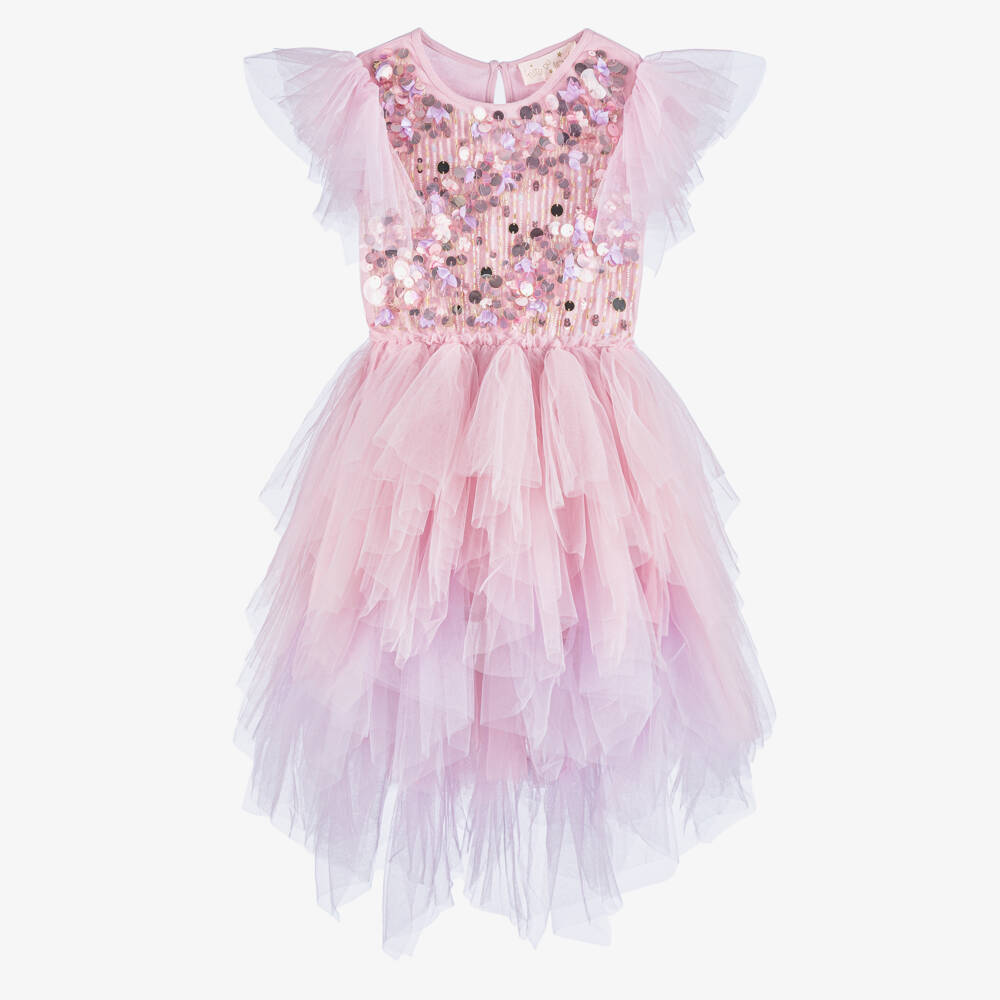 Tutu du Monde-Girls Lilac Pink Sequin Embellished Tulle Dress | Childrensalon Outlet