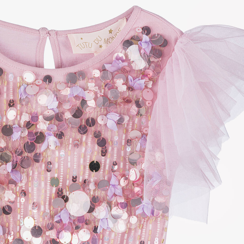 Tutu du Monde-Girls Lilac Pink Sequin Embellished Tulle Dress | Childrensalon Outlet
