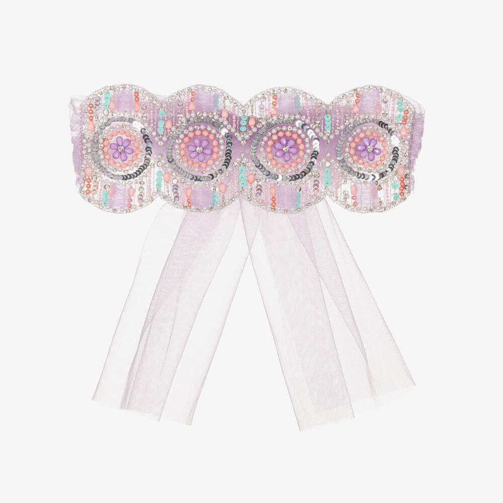 Tutu du Monde-Girls Lilac Purple Beaded Tulle Headband | Childrensalon Outlet