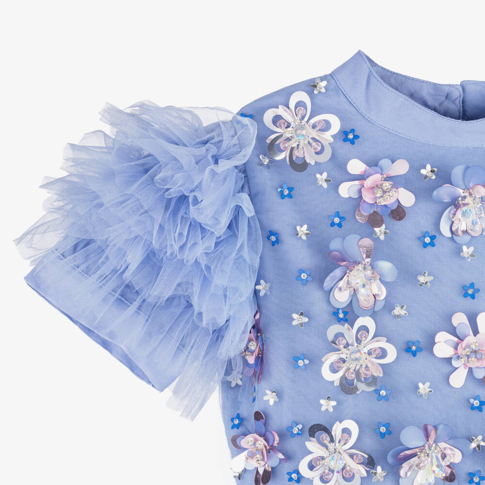 Tutu du Monde-Girls Lilac Purple Tulle Dress with Sequin Flowers | Childrensalon Outlet