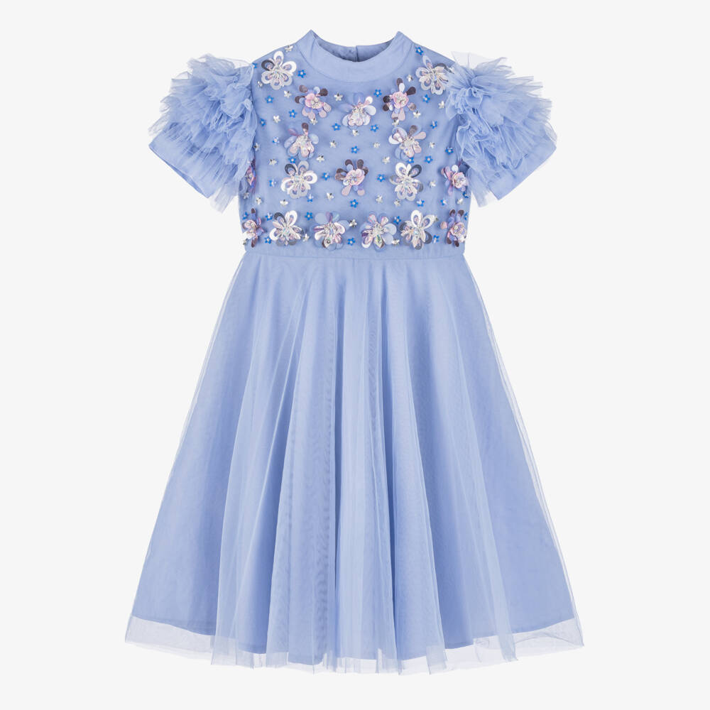Tutu du Monde-Girls Lilac Purple Tulle Dress with Sequin Flowers | Childrensalon Outlet