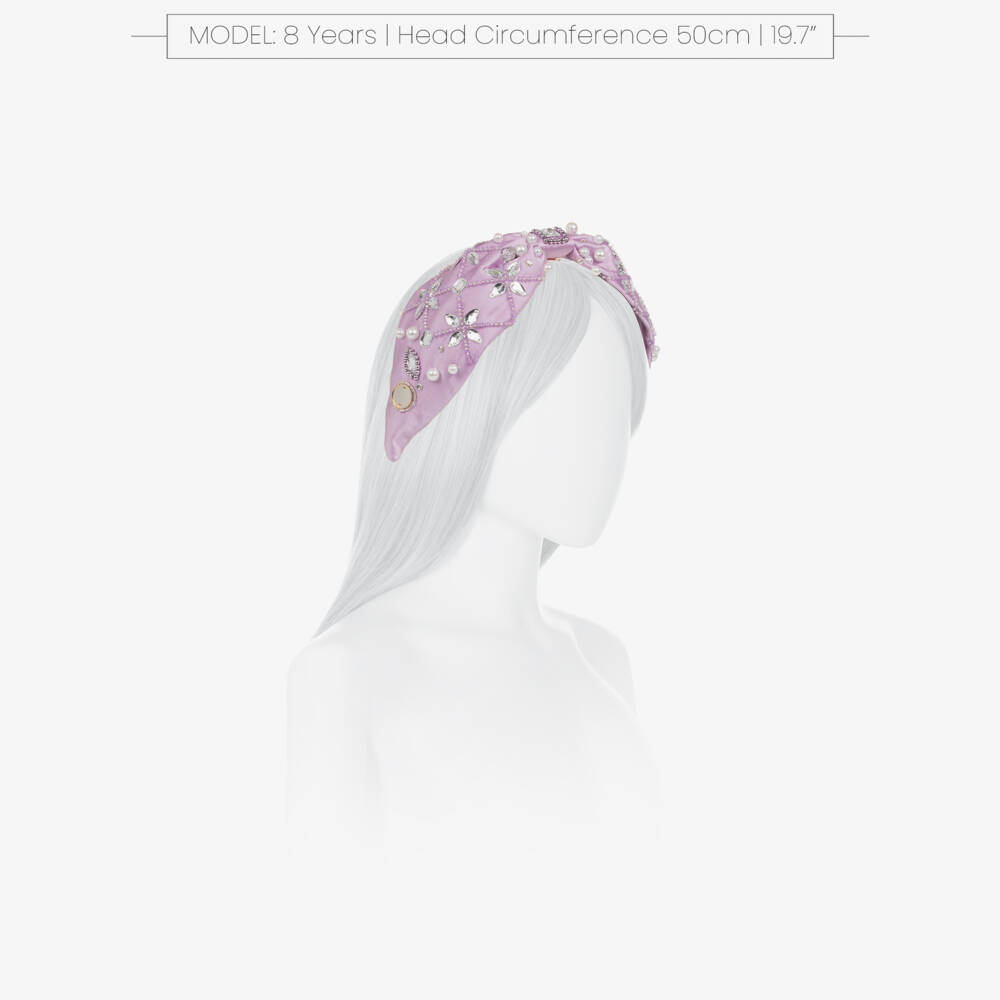 Tutu du Monde-Girls Lilac Satin Hairband with Crystal & Bead Detail | Childrensalon Outlet