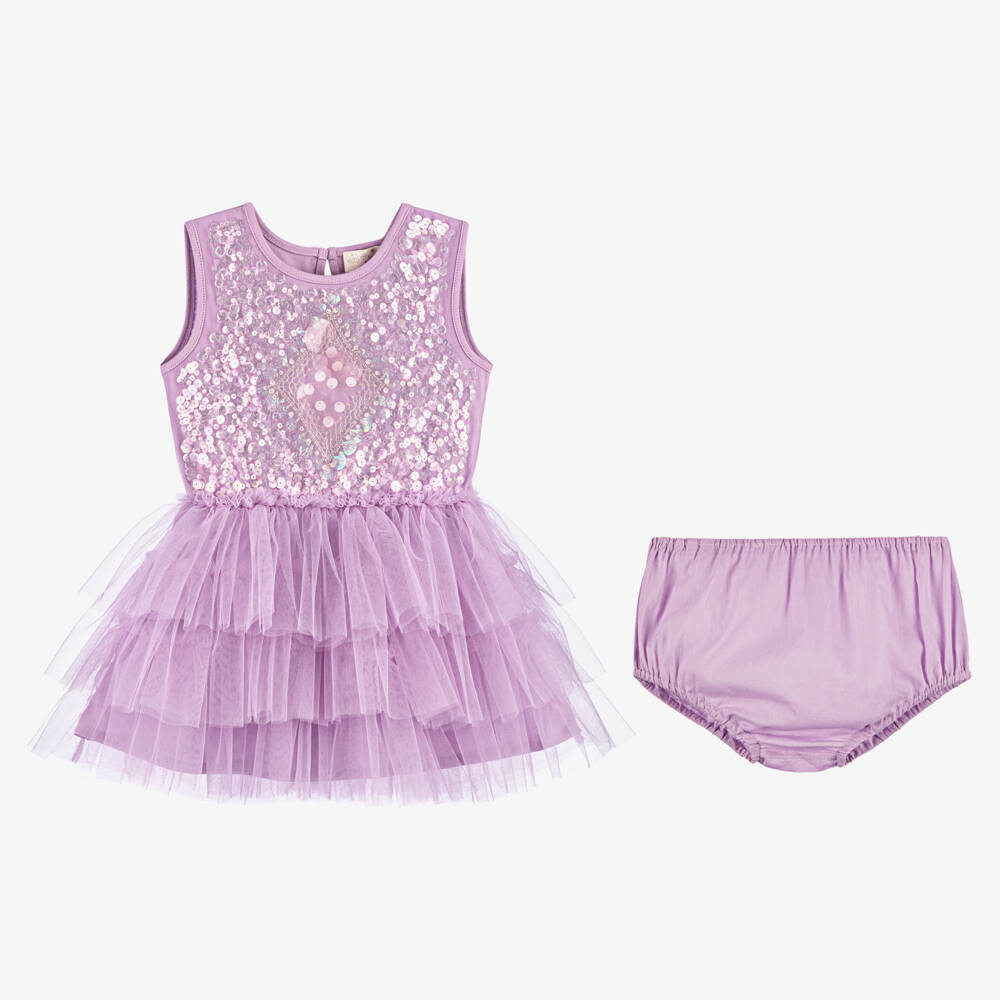 Tutu du Monde-Girls Lilac Sequin Tulle Dress | Childrensalon Outlet