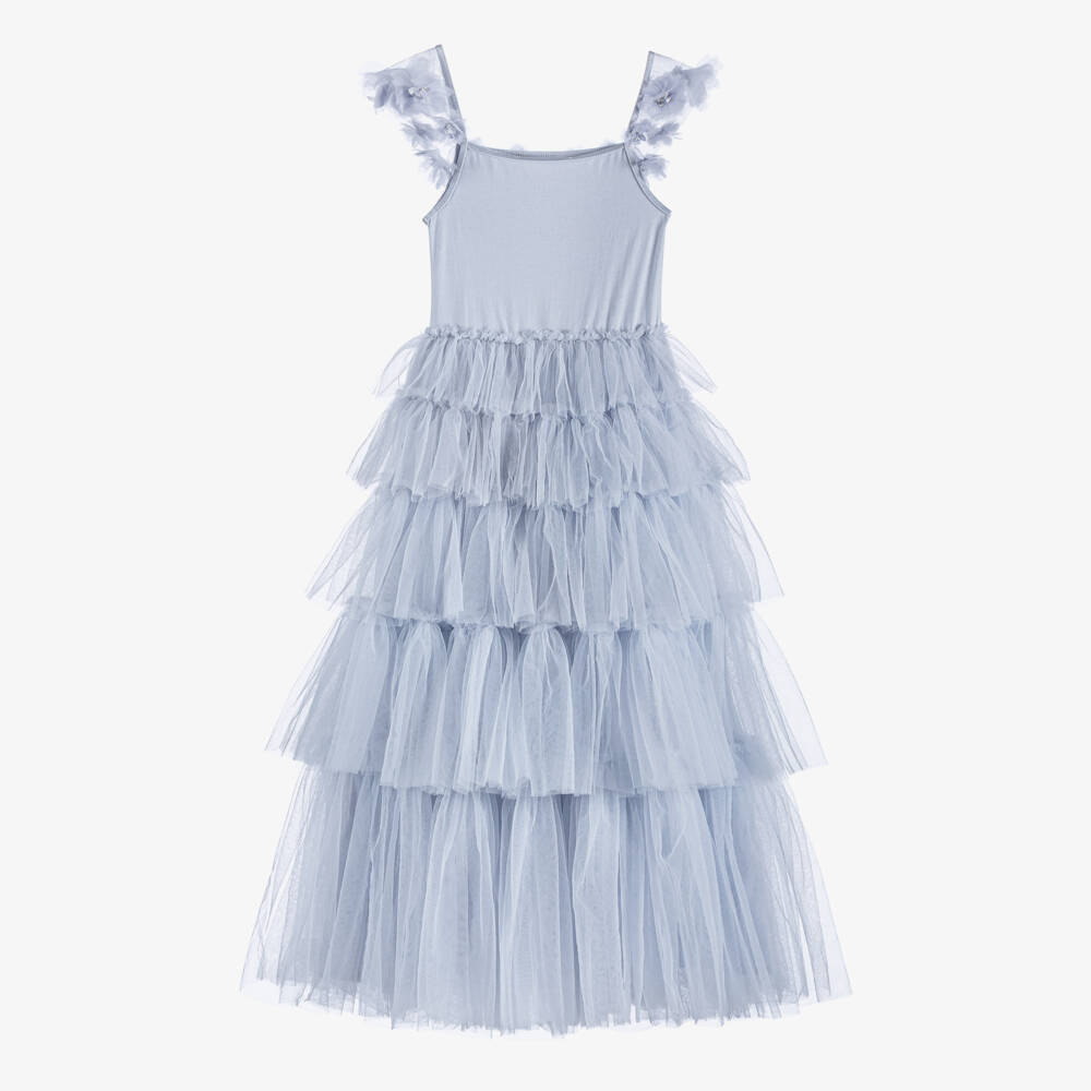 Tutu du Monde-Girls Long Lavender Blue Tiered Tulle Dress | Childrensalon Outlet