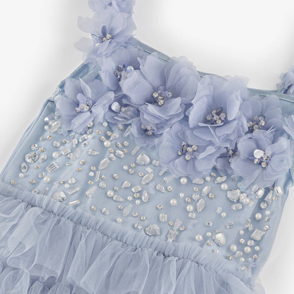 Tutu du Monde-Girls Long Lavender Blue Tiered Tulle Dress | Childrensalon Outlet