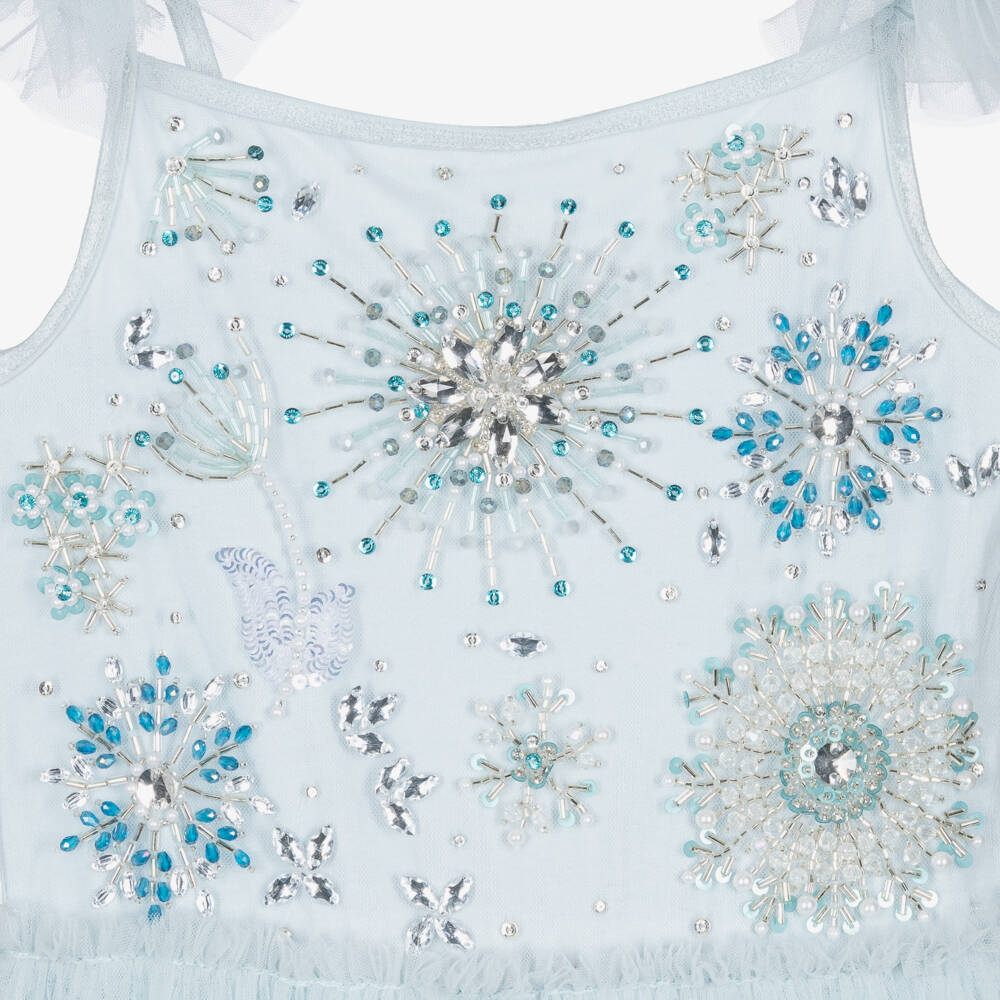 Tutu du Monde-Girls Pale Blue Beaded Ruffle Tulle Dress | Childrensalon Outlet