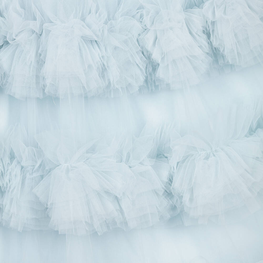Tutu du Monde-Girls Pale Blue Beaded Ruffle Tulle Dress | Childrensalon Outlet
