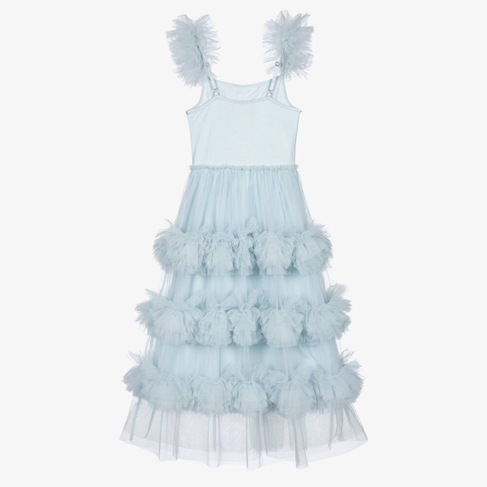 Tutu du Monde-Girls Pale Blue Beaded Ruffle Tulle Dress | Childrensalon Outlet
