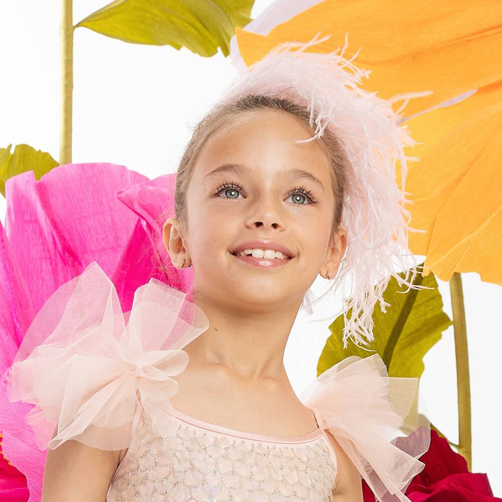 Tutu du Monde-Girls Pale Pink Feather Hairband | Childrensalon Outlet