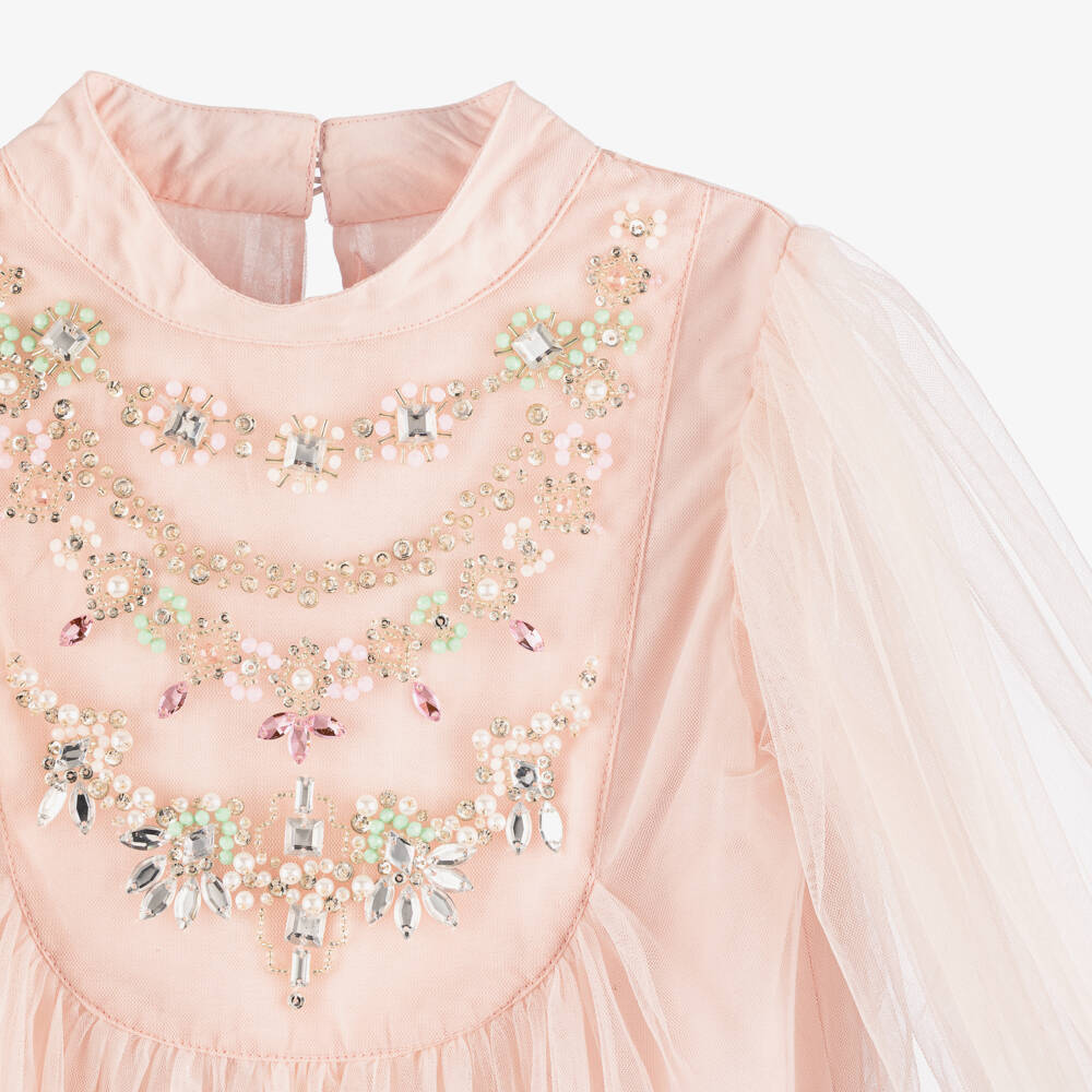Tutu du Monde-Girls Pale Pink Jewel-Embellished Tulle Dress | Childrensalon Outlet