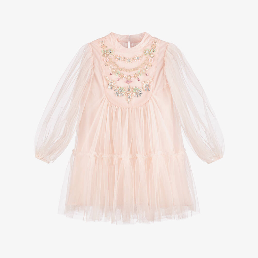 Tutu du Monde-Girls Pale Pink Jewel-Embellished Tulle Dress | Childrensalon Outlet