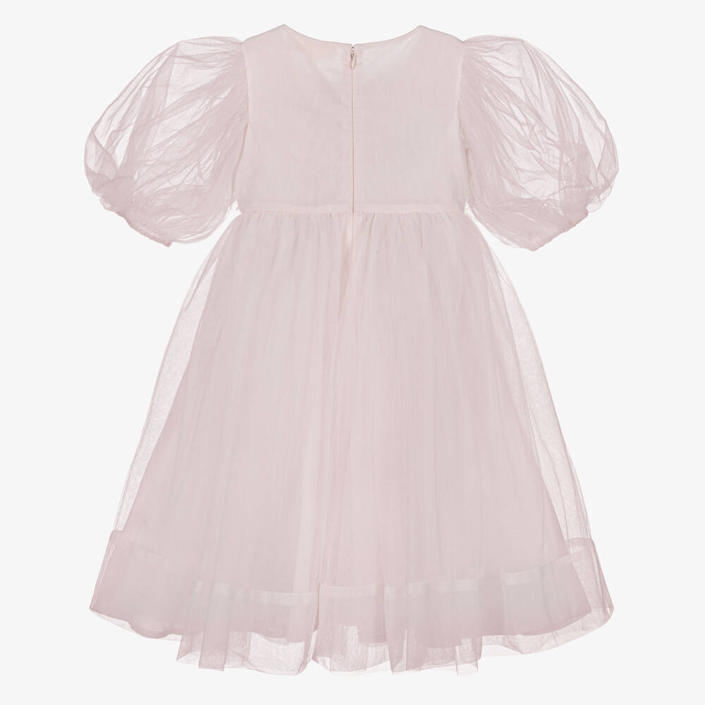Tutu du Monde-Girls Pale Pink Puff Sleeve Tulle Dress | Childrensalon Outlet