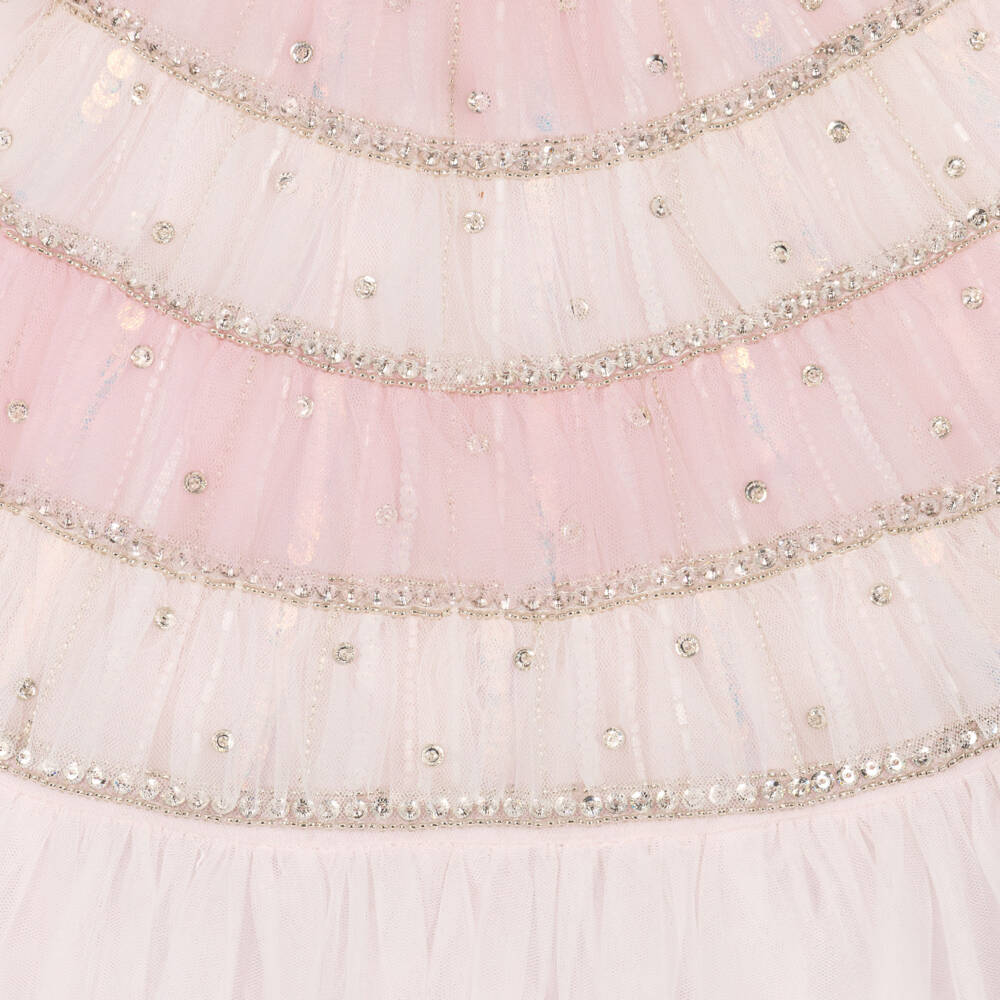 Tutu du Monde-Girls Pale Pink Puff Sleeve Tulle Dress | Childrensalon Outlet